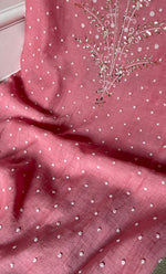 Load image into Gallery viewer, Women's Lakhnavi Handcrafted Mul Chanderi Unstitched Chikankari Full Suit Material - HONC0311943