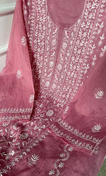 将图像加载到图库查看器中, Women's Lakhnavi Handcrafted Mul Chanderi Semi - Stitched Anarkali And Dupatta Set - HONC0304463