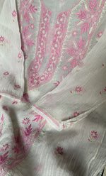 将图像加载到图库查看器中, Women's Lakhnavi Handcrafted Mul Chanderi Semi - stitched Kurta And Dupatta Set- HONC0314876