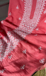 Load image into Gallery viewer, Women's Lucknowi Handcrafted Kota Cotton Chikankari Unstitched  Kurta And Dupatta Set - HONC0305970