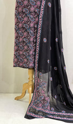 将图像加载到图库查看器中, Women's Lakhnavi Handcrafted Pure Silk Georgette Chikankari Kurta And Dupatta Set- NC072927