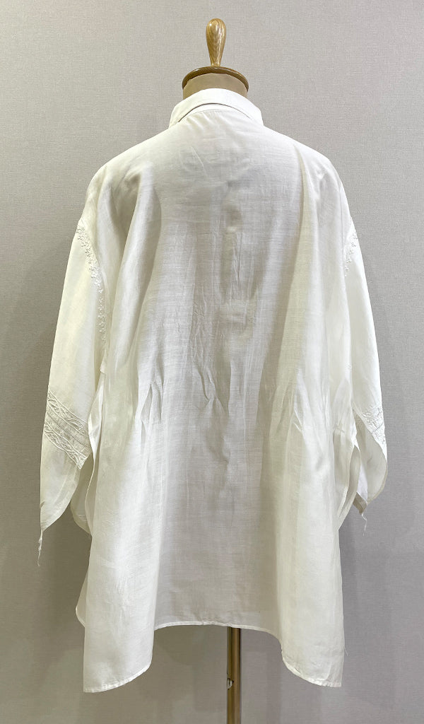 Fiza Women's Lakhnavi Handcrafted Chanderi Silk Semi- Stiched Chikankari Top - HONC0185366