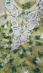 将图像加载到图库查看器中, Women's Lakhnavi Handcrafted Kota Cotton Chikankari Unstitched Kurti Fabric - HONC0268825