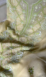 Load image into Gallery viewer, Firdauz Women's Lakhnavi Handcrafted Mul Chanderi Unstitched Kurta And Dupatta Set - HONC0302266