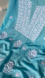 将图像加载到图库查看器中, Simran Women's Lakhnavi Handcrafted Modal Cotton Chikankari Unstitched Kurti Fabric - HONC0261070