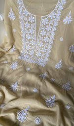将图像加载到图库查看器中, Simran Women's Lakhnavi Handcrafted Modal Cotton Chikankari Unstitched Kurti Fabric - HONC0261078