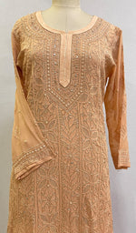 将图像加载到图库查看器中, Women's Lakhnavi Handcrafted Viscose Georgette Chikankari Kurti - HONC0204832