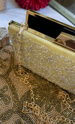 Load image into Gallery viewer, Green Chikankari Embroidered Clutch - HONC0313592