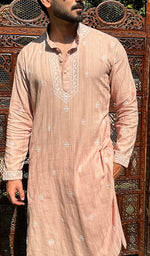 Load image into Gallery viewer, Men's Lucknowi Handcrafted Cotton Chikankari Kurta - HONC0335263