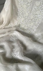 Load image into Gallery viewer, Women's Lakhnavi Handcrafted Mul Chanderi Unstitched Kurta And Dupatta Set- HONC0313317