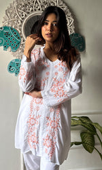 将图像加载到图库查看器中, Nasrin Women's Lakhnavi Handcrafted Modal Cotton Chikankari Top - HONC0276601