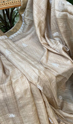 Load image into Gallery viewer, Women's Lakhnavi Handcrafted Munga Silk Chikankari Saree - HONC0265006