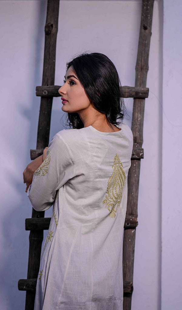 Divya Women's Lucknowi Handcrafted Cotton Chikankari Kurti - HONC0213403