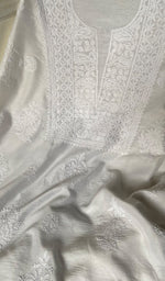 Load image into Gallery viewer, Women's Lakhnavi Handcrafted Chanderi Silk Chikankari Unstitched Kurti Fabric - HONC0191288