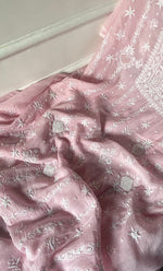 将图像加载到图库查看器中, Women's Lakhnavi Handcrafted Unstitched Mul Chanderi Kurta And Dupatta Set - HONC0329039