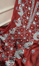 Load image into Gallery viewer, Shirin Women's Lakhnavi Handcrafted Mul Chanderi Unstitched Chikankari Full Suit Material - HONC0339570