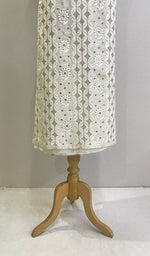 将图像加载到图库查看器中, Women's Lakhnavi Handcrafted Tissue Chanderi Chikankari Unstitched Kurti Fabric - HONC0155604