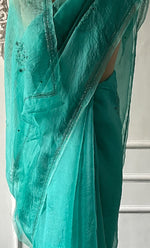 将图像加载到图库查看器中, Women's Lucknowi Handcrafted Pure Organza Silk Chikankari Saree - HONC0321769