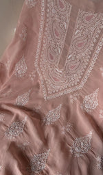 Load image into Gallery viewer, Women's Lakhnavi Handcrafted Pure Cotton Unstitched Kurta And Dupatta Set - HONC0185416