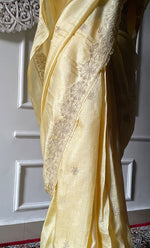 将图像加载到图库查看器中, Women's Lakhnavi Handcrafted Tussar Silk Chikankari Saree - HONC0284145