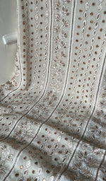将图像加载到图库查看器中, Saima Women's Lakhnavi Handcrafted Pure Silk Georgette Chikankari  Kurti Fabric - HONC0229269