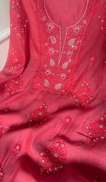 将图像加载到图库查看器中, Women's Lucknowi Handcrafted Chanderi Silk Chikankari Full Suit Material - HONC0260944