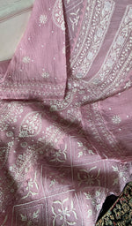 Load image into Gallery viewer, Women's Lakhnavi Handcrafted Mul Chanderi Semi - Stitched Chikankari Full Suit Material - HONC0360100
