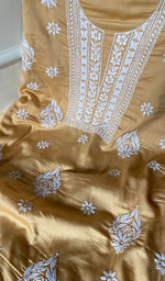 Load image into Gallery viewer, لکھنؤی ہاتھ سے تیار شدہ کاٹن چکنکاری بغیر سلی ہوئی قرتی فیبرک - Honc096031