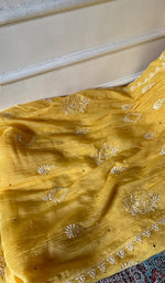 将图像加载到图库查看器中, Women's Lakhnavi Handcrafted Mul Chanderi Semi - Stitched Angrakha And Dupatta Set - HONC0328325