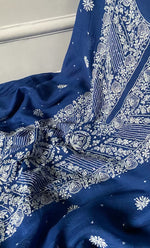 Load image into Gallery viewer, Women's Lakhnavi Handcrafted Maheshwari Mul Chanderi Unstitched Kurta And Dupatta Set- HONC0282254