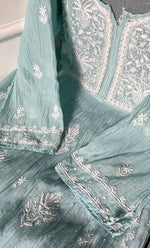 Load image into Gallery viewer, Women's Lakhnavi Handcrafted Mul Chanderi Semi - stitched Chikankari Full Suit Material - HONC0323620