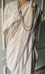 Load image into Gallery viewer, Women's Lakhnavi Handcrafted Pure Silk Georgette Chikankari Saree - HONC0297642