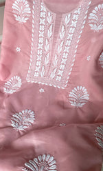 Load image into Gallery viewer, Women's Lakhnavi Handcrafted Cotton Chikankari Unstitched Kurti Fabric - HONC0318764