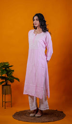 Load image into Gallery viewer, Rupam Women's Lucknowi Handcrafted Modal Cotton Chikankari Kurti - HONC0211920