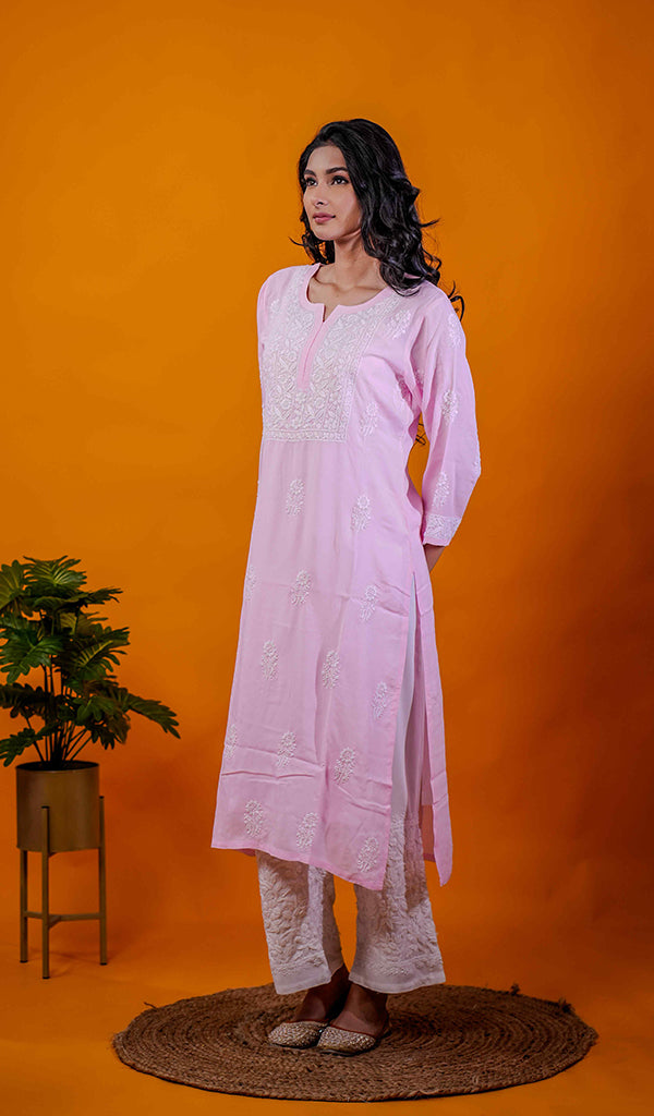 Rupam Women's Lucknowi Handcrafted Modal Cotton Chikankari Kurti - HONC0211920
