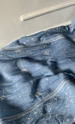 Load image into Gallery viewer, Women's Lakhnavi Handcrafted Mul Chanderi Semi - stitched Chikankari Full Suit Material - HONC0333494