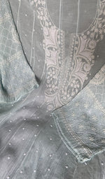 Load image into Gallery viewer, Women's Lakhnavi Handcrafted Mul Chanderi Semi - Stitched Anarkali And Dupatta Set - HONC0349074