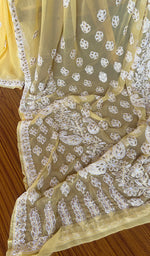 Load image into Gallery viewer, Women's Lakhnavi Handcrafted Faux-Georgette Chikankari Saree - HONC0188856