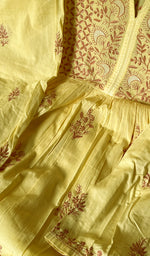 Load image into Gallery viewer, Lakhnavi Handcrafted Cotton Chikankari Semi Stitched Kurta And Dupatta Set- HONC0138429