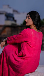 Load image into Gallery viewer, Nilofar Women's Lakhnavi Handcrafted Viscose Georgette Chikankari Anarkali - HONC0212165