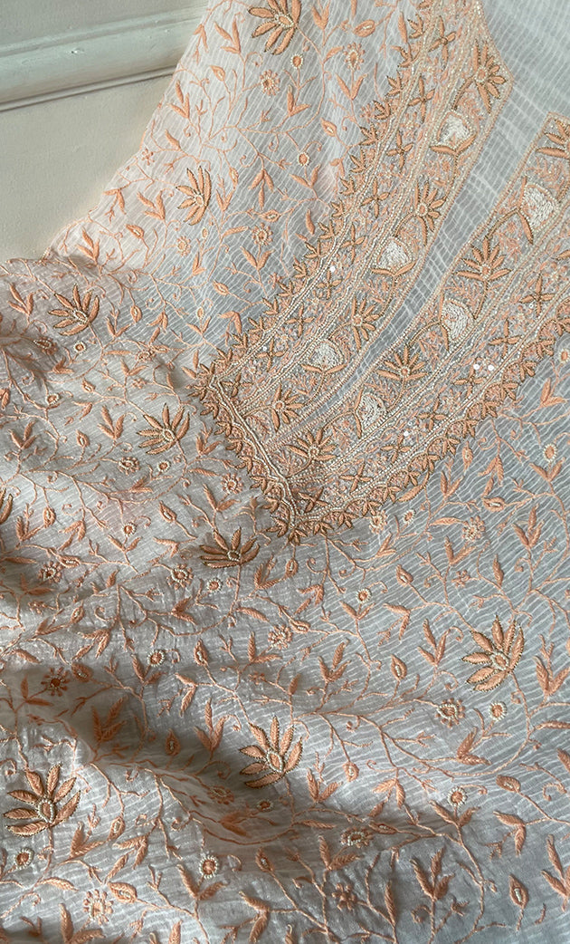 Women's Lakhnavi Handcrafted Maheshwari Mul Chanderi Kurta And Dupatta Set - HONC0312964