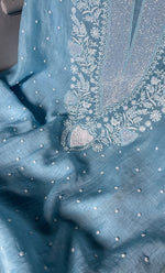 Load image into Gallery viewer, Navedaa Women's Lakhnavi Handcrafted Mul Chanderi Unstitched Kurta And Dupatta Set- HONC0309357