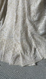 Load image into Gallery viewer, Women's Lakhnavi Handcrafted Pure Silk Georgette Chikankari Saree- HONC0193629