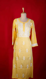 Load image into Gallery viewer, Rupam Women's Lucknowi Handcrafted Modal Cotton Chikankari Kurti - HONC0213698