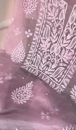 将图像加载到图库查看器中, Women's Lakhnavi Handcrafted Organza Chikankari Unstitched Full Suit Material - HONC0271208