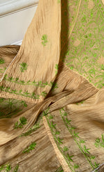 Load image into Gallery viewer, Women's Lakhnavi Handcrafted Mul Chanderi Semi - Stitched Angrakha And Dupatta Set - HONC0326283