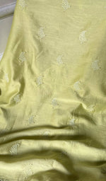 Load image into Gallery viewer, Women's Lakhnavi Handcrafted Chanderi Silk Chikankari Unstitched Kurti Fabric - HONC091933