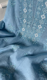 Load image into Gallery viewer, Women's Lakhnavi Handcrafted Mul Chanderi Chikankari Full Suit Material - HONC02271173