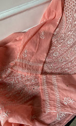Load image into Gallery viewer, Women's Lakhnavi Handcrafted Mul Chanderi Semi - Stitched Kurta And Dupatta Set- HONC0305141
