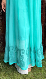 将图像加载到图库查看器中, Humaira Women's Lakhanvi Handcrafted Faux-Georgette Chikankari Dress - NC046556